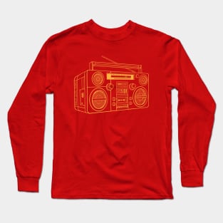 Boombox (Yellow Orange Lines) Analog / Music Long Sleeve T-Shirt